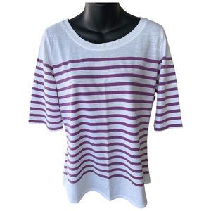 🌸6/$20🌸 Northern Reflections Scoop Neck Elbow Sleeve Striped T-Shirt